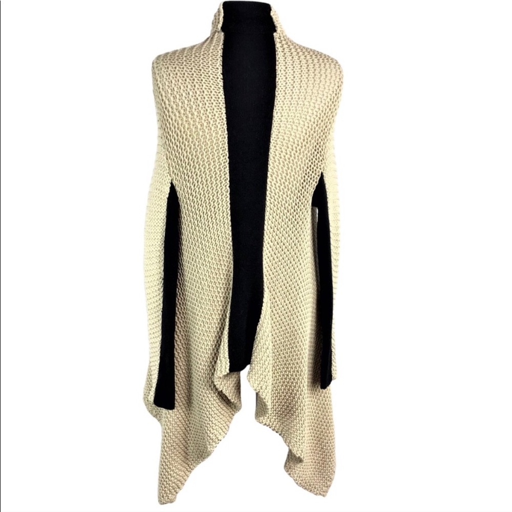Black/khaki open weave waterfall cardigan